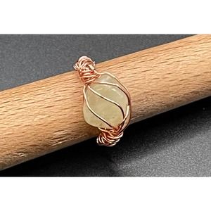Copper Wire Wrapped Aventurine Ring